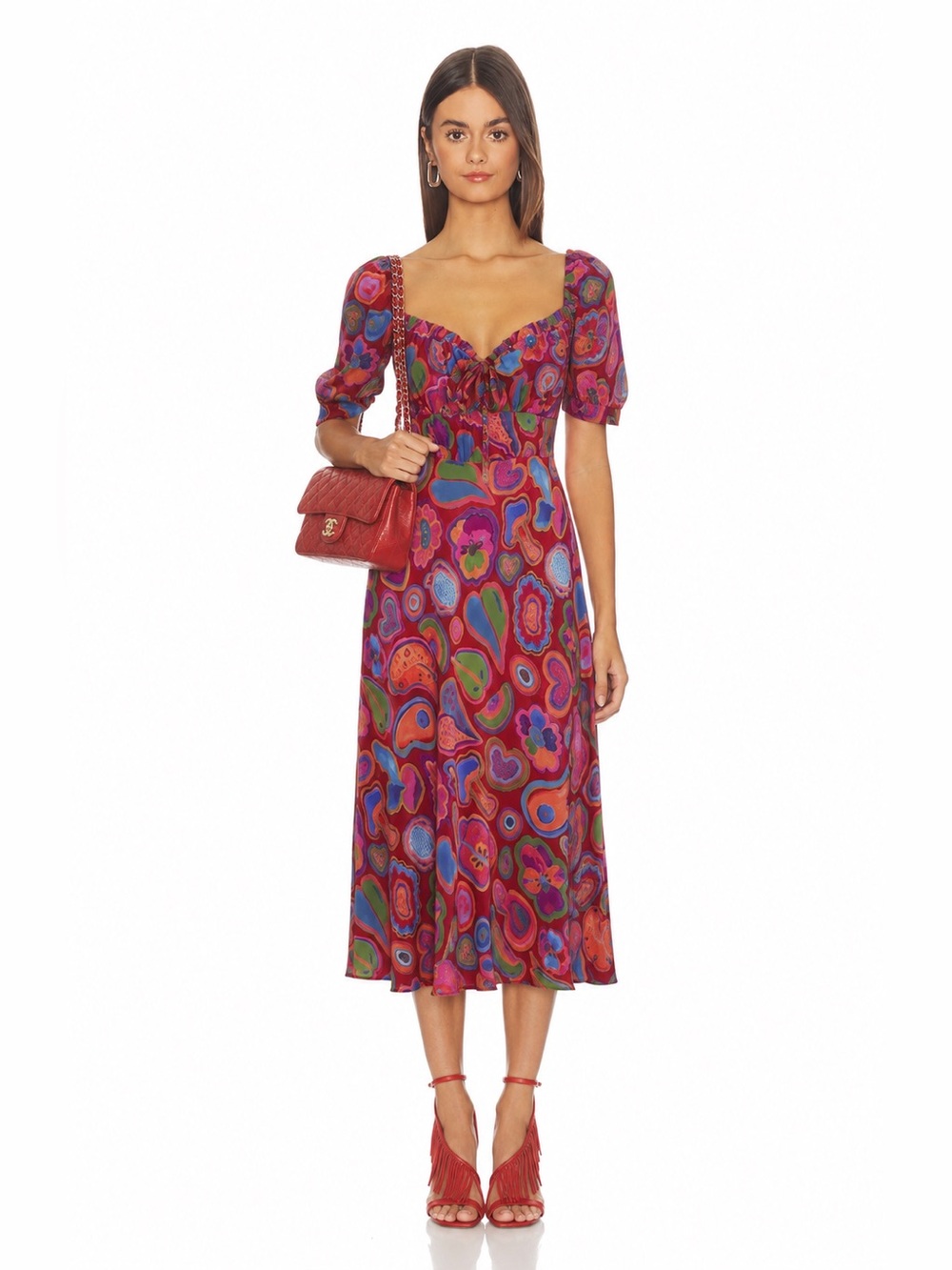 FARM RIO Red Lisa Midi Dress